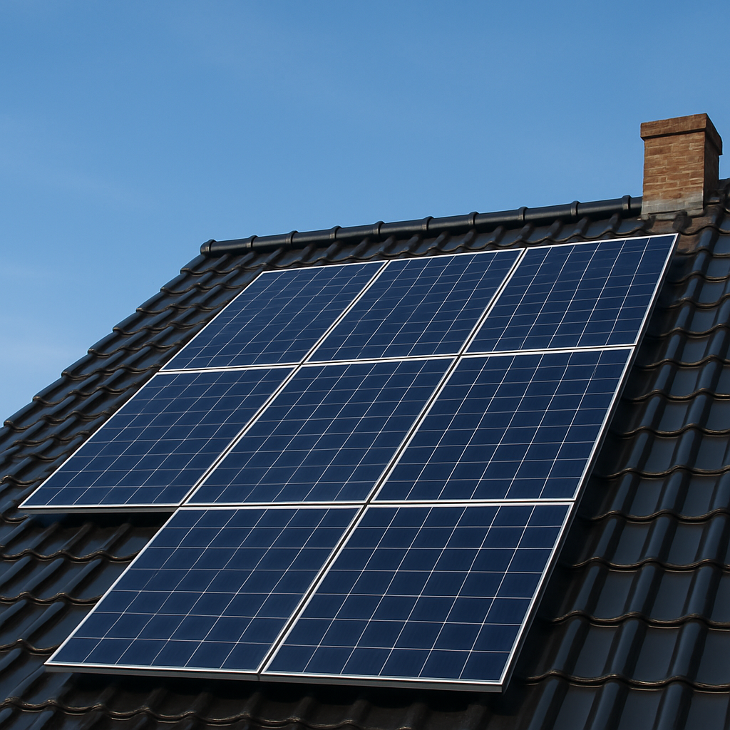 Dak van een huis met zonnepanelen